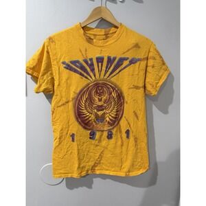 Journey Mens Sz M Tie Dye T Shirt Yellow 1981 Graphic Short Sleeve T